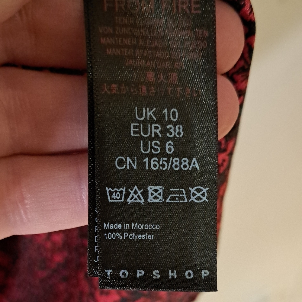 145 - Topshop Red and Black Floral Pattern Dress Or Top - Picture 3 of 10
